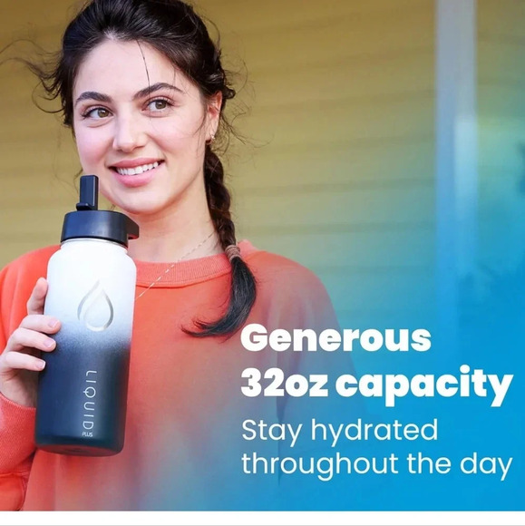 Insulated Water Bottle with Straw Lid - 32oz. Includes 3 Lids. Double Walled - Picture 5 of 7